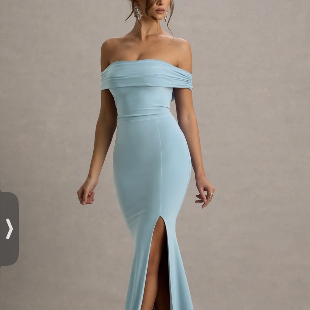 Club L London - law of attraction Off-Shoulder Blue Dress - Picture 4 of 6